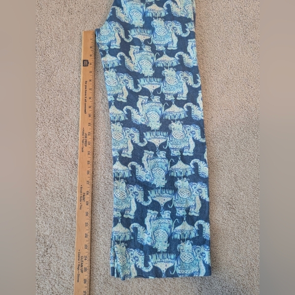 Lilly Pulitzer XS Florita Linen Pant Deep Indigo Elephants Blue White Pull On - Picture 13 of 13